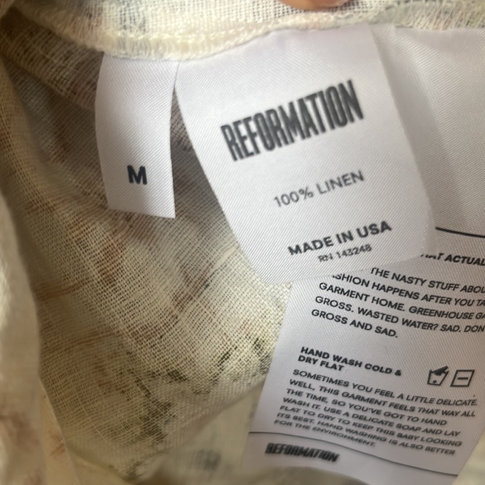 Reformation Pastel Floral Wrap Mini Dress in Cream, Light Blue and Pale Yellow - Picture 10 of 16